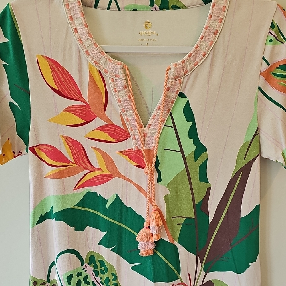 Spartina 449 Green and Pink Tropical Dress - Picture 3 of 7